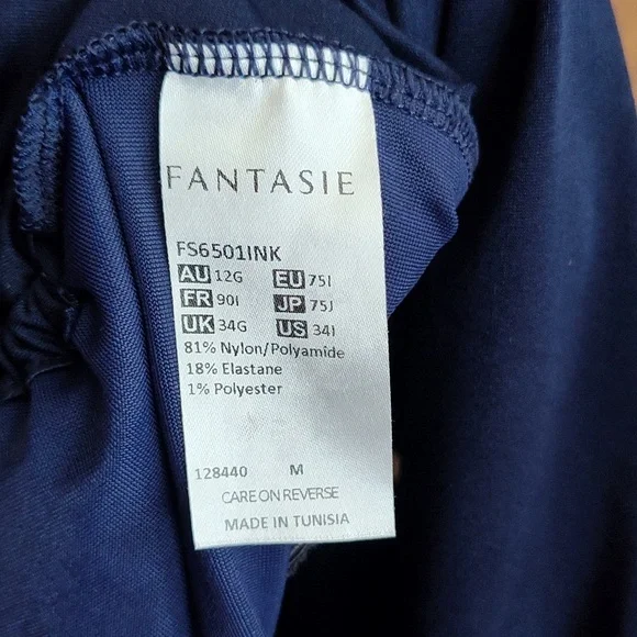 Fantasie Ink San Remo Plunge, Navy Blue One Piece Tankini Top Only 36I - Picture 5 of 7